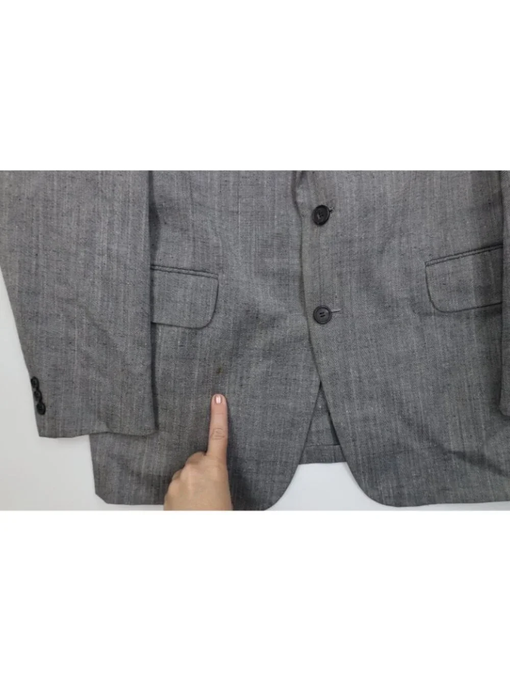 Vintage 70s 80s Mens 44L 2 Piece Atomic Fleck Suit Wedding Wide Leg 36x31 Gray